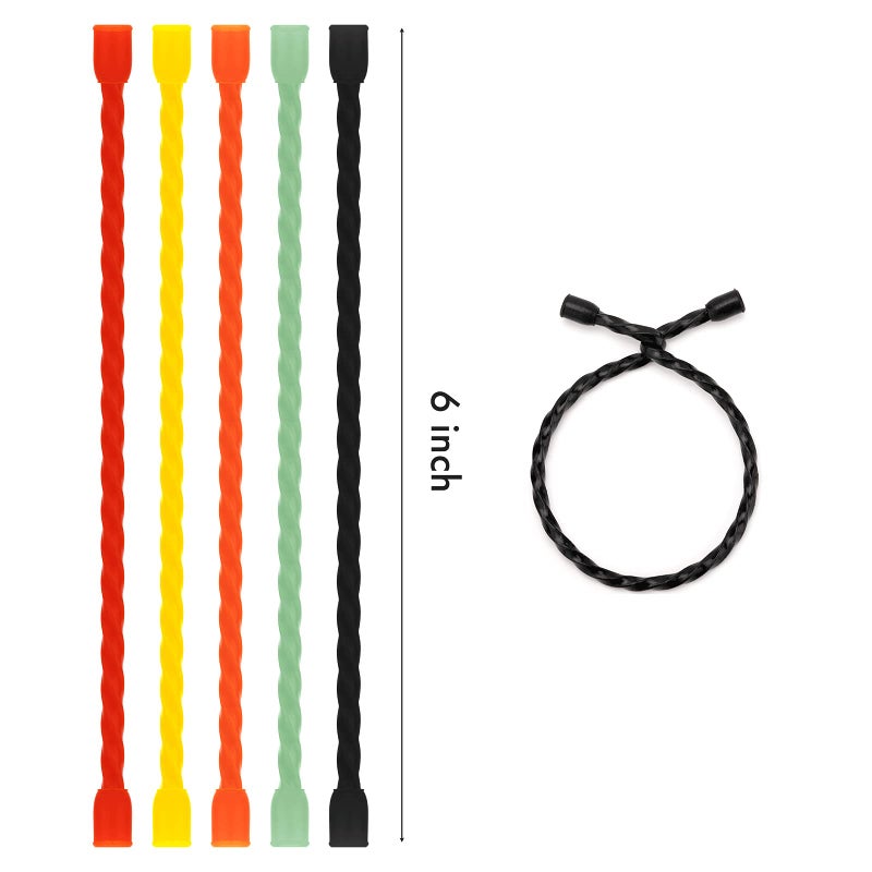 Gesipor 10 Pcs 6-Inch Silicone Cable Ties - Reusable Rubber Twist Ties Bendable Cable Ties For Bundling And Holding, All Purpose Cord Tie For Indoor And Outdoor (5 Colors) - Image 2